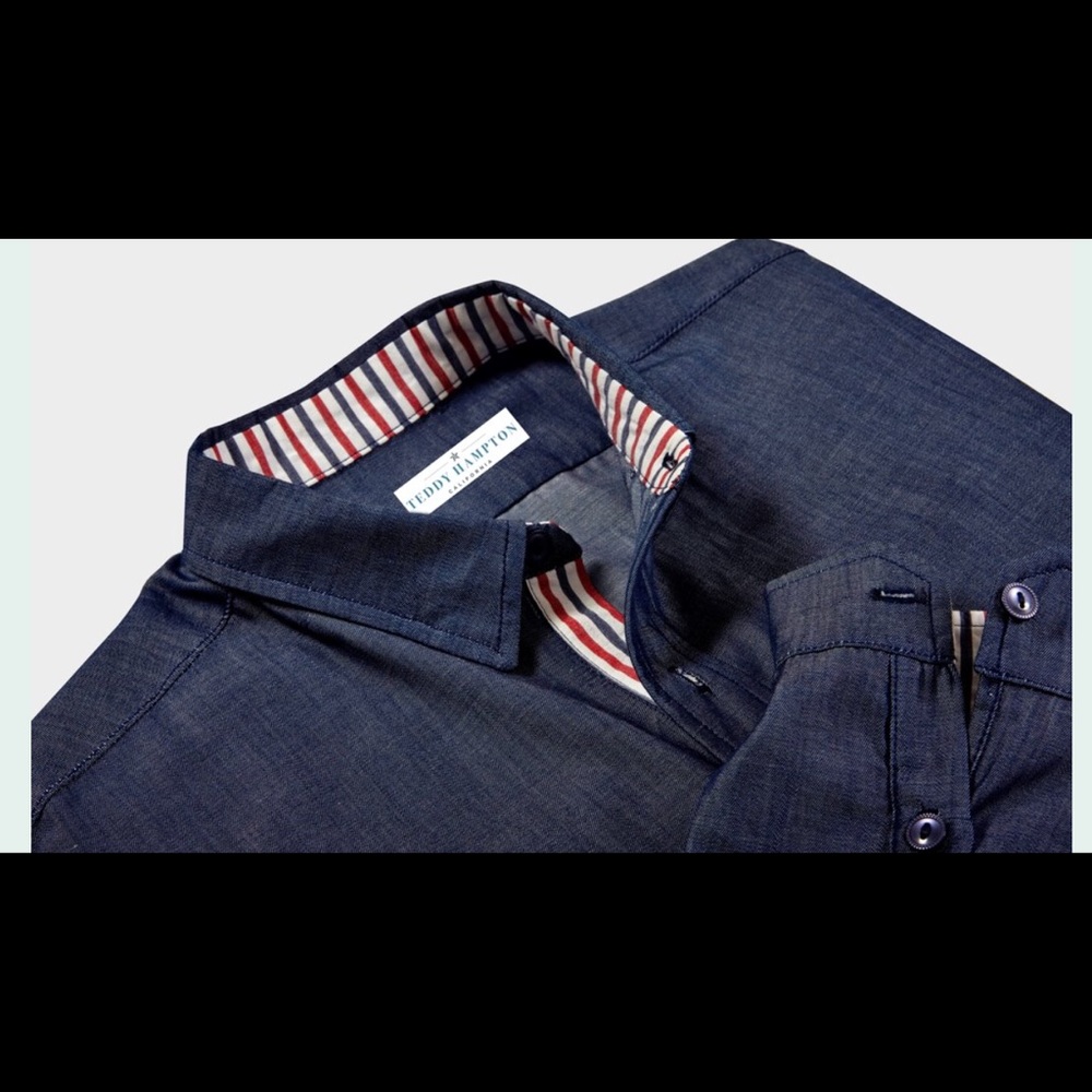 Cool soft denim chambray with seersucker trim